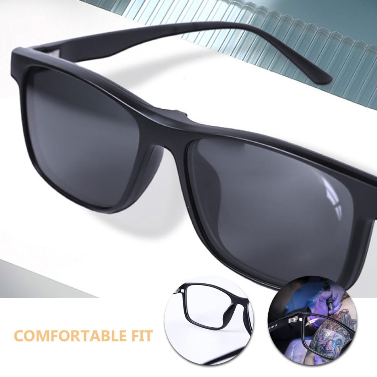 Beavorty Gafas para Tatuajes Magnéticas Protección UV y Diseño Multifuncional, Gafas Prácticas para Tatuar Ajuste Cómodo para Uso en Estudio de Tatuajes