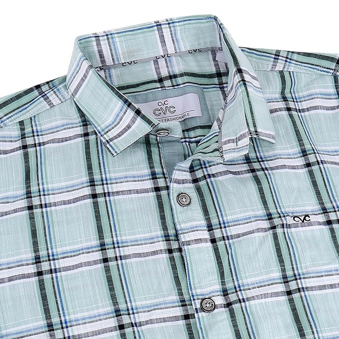Image of CVC Men's Regular Fit Cotton Oxford Casual Checks Shirt with Full Sleeves