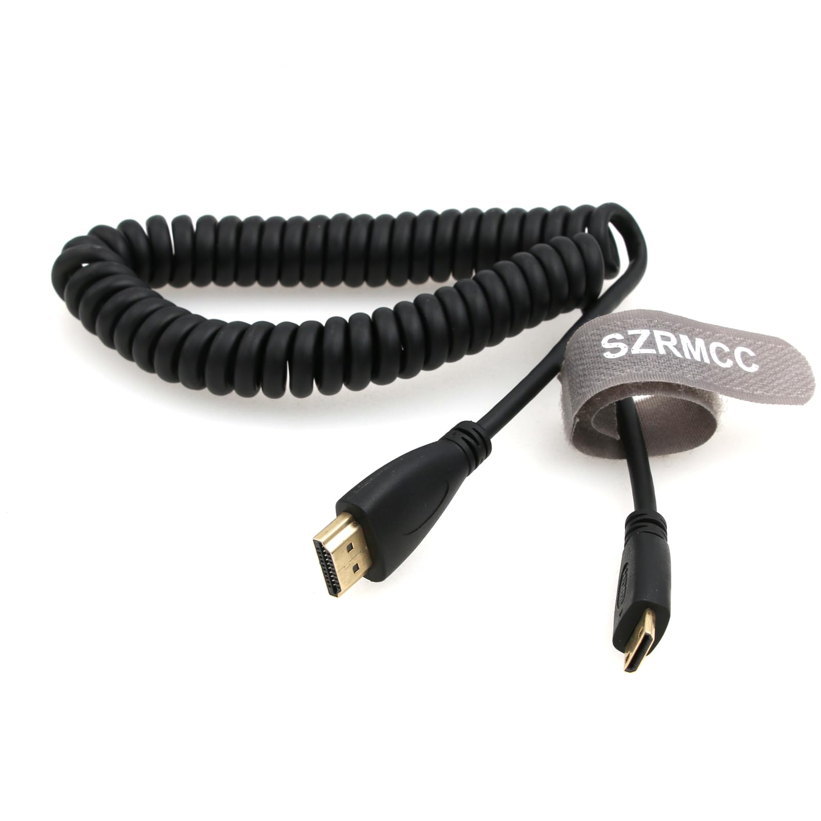 SZRMCC Left Angled Mini HDMI to Full HDMI High Speed Coiled Cable for Canon Sony DSLR Camera ATOMOS Monitor (Mini HDMI-HDMI) - Image 4