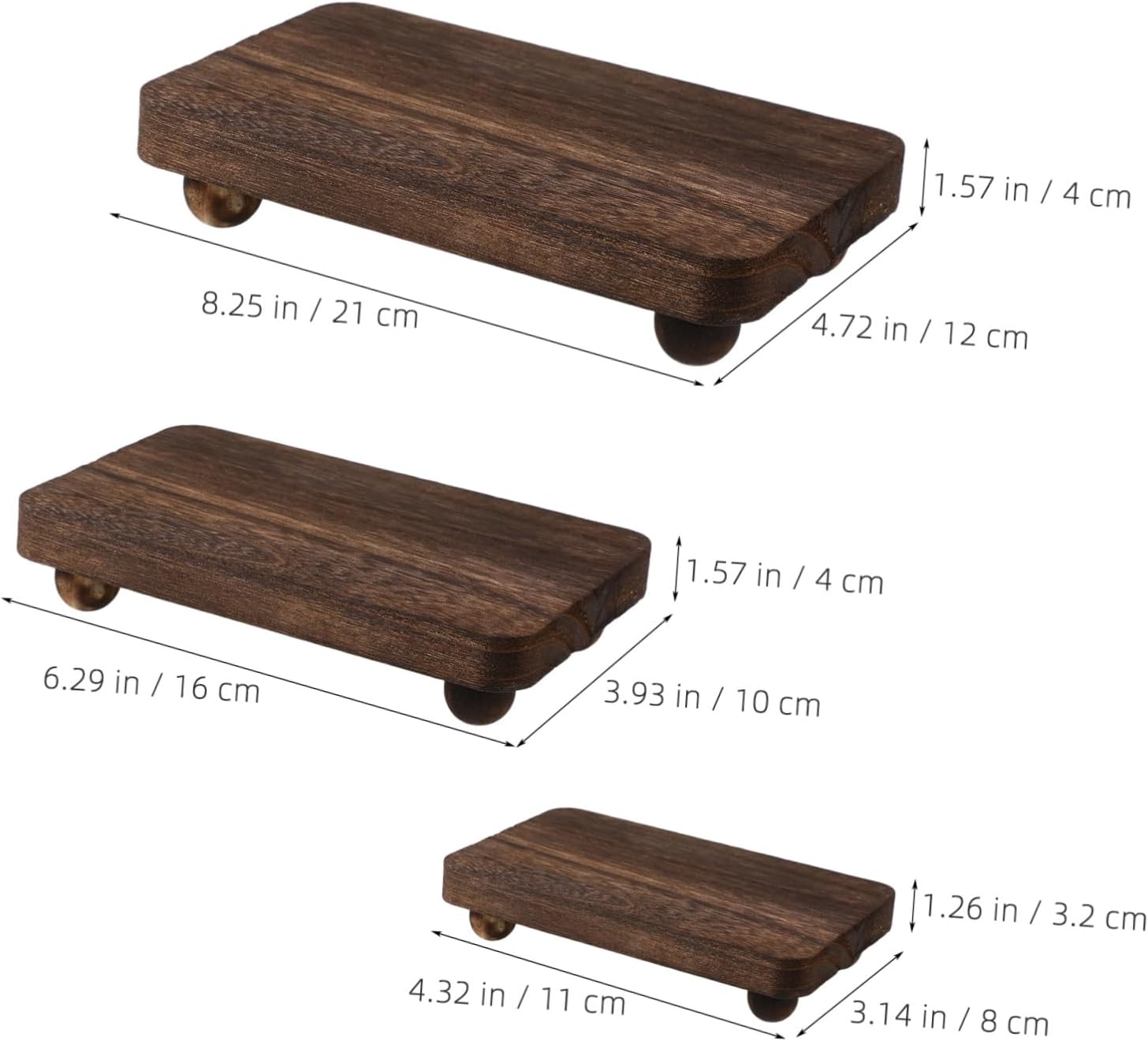 3pcs Wood Pedestal Stand for Multi-purpose Display, Space-saving Rectangular Wooden Organizer for Perfumes and Cupcakes, Farmhouse Style Decorative Riser for Bathroom Vanity
