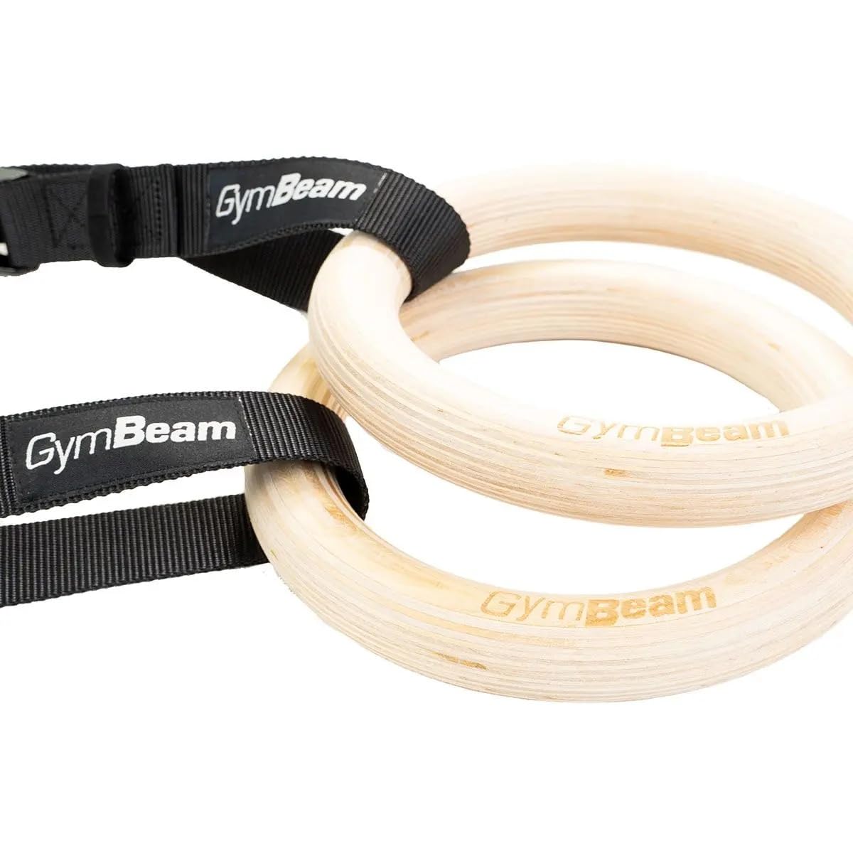 GymBeam Turnringe aus Holz - Gymnastikringe für Bodyweight-Training, verstellbare Riemen und 200kg maximale Belastbarkeit, Fitnesszubehör zum Training von Oberkörper, Bauchmuskeln und Unterkörper