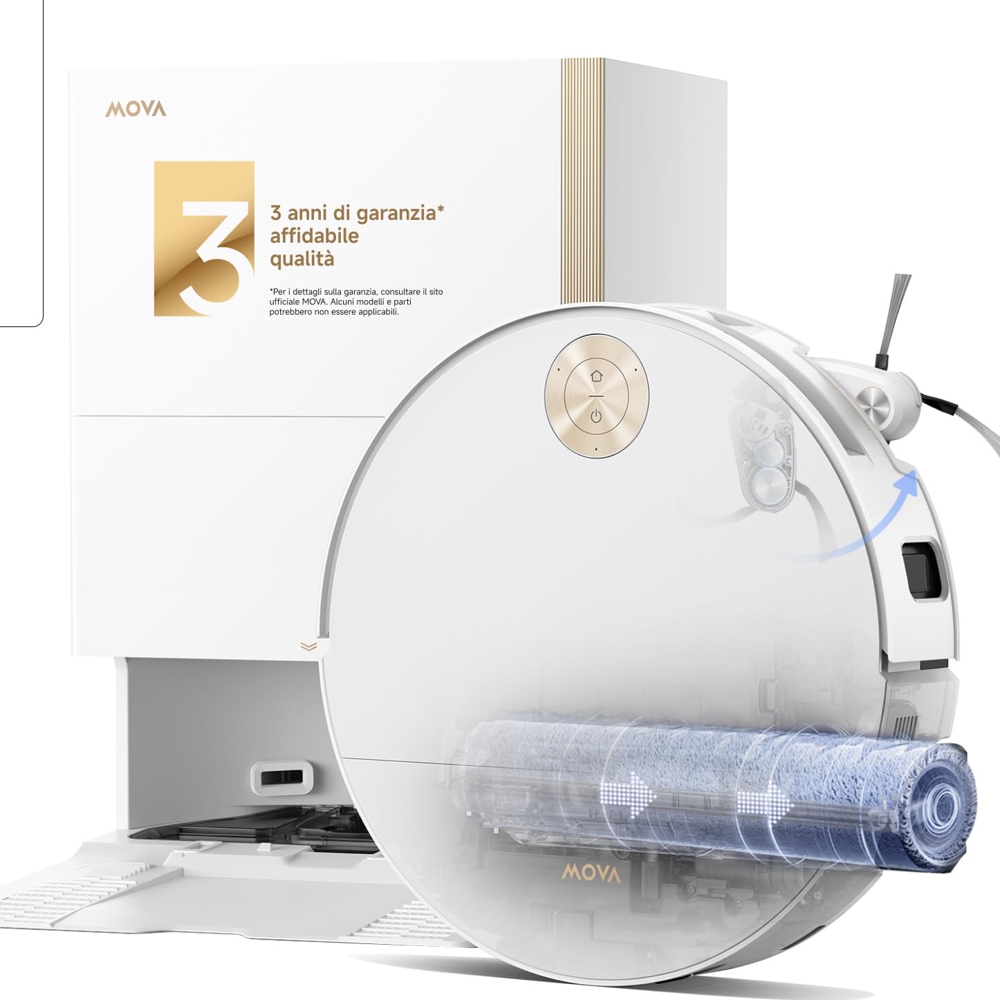 MOVA S70 Ultra Roller Robot Aspirapolvere, Bianco | 32.000 Pa, Tecnologia Autoshield, Doppio Sistema Antigroviglio, Comandi Vocali E Base Tutto In Uno