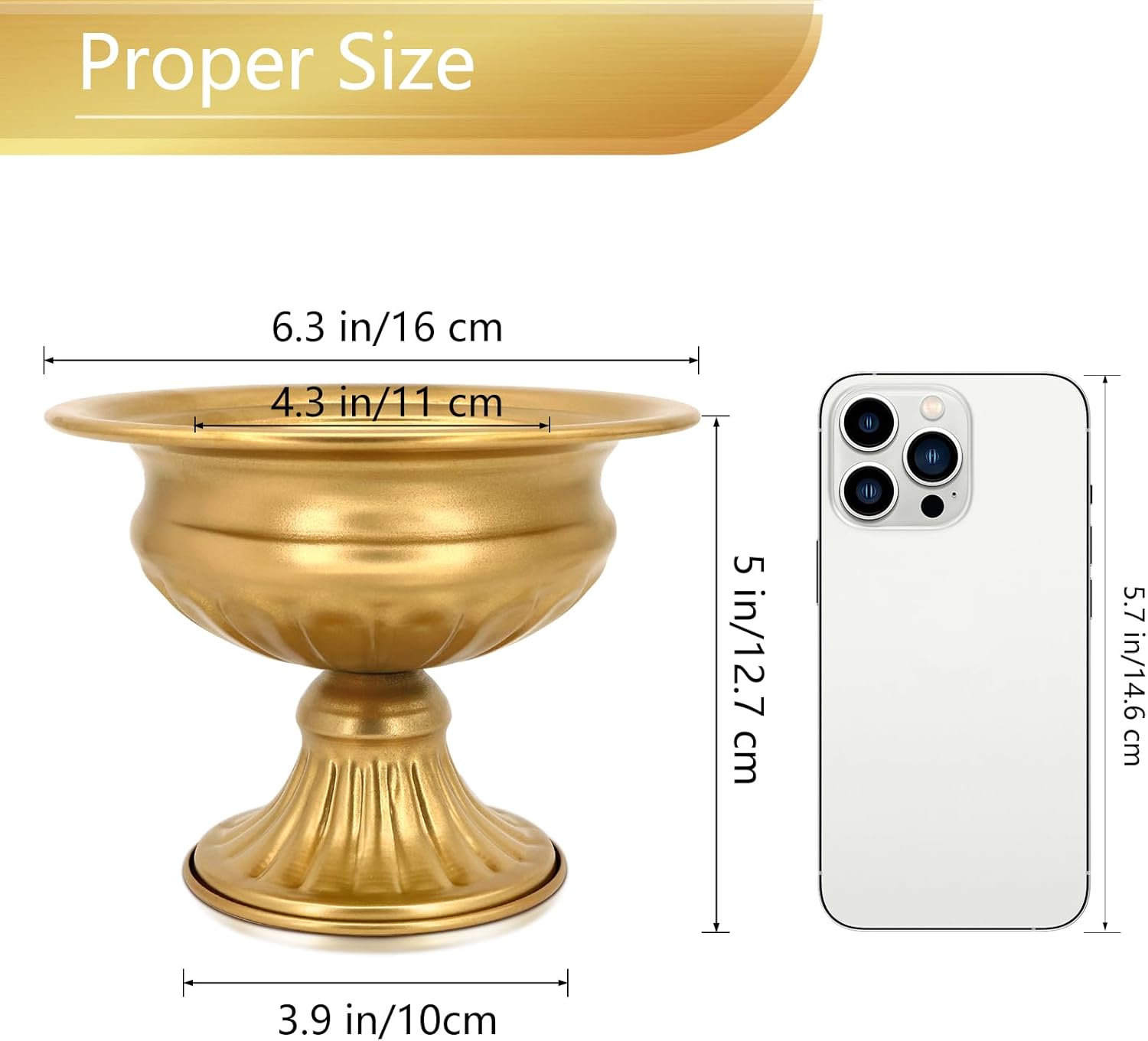 Gold Pedestal Vases for Centerpieces: Wedding Flower Vase for Tables 5 Inch Small Metal Compote Bowl Vase for Birthday Party Anniversary Event Home Decoration Set of 10