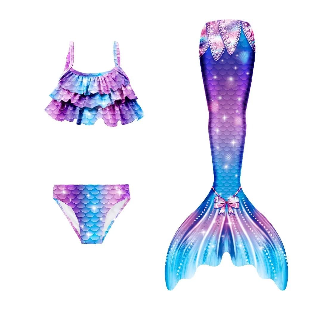 NAITOKEMeerjungfrauenschwanz mit Bikini für Mädchen,3pcohne Monoflosse