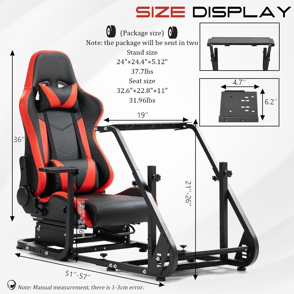 Marada Racing Simulator Cockpit with Comfort Gaming Seat Fit for Logitech/Thrustmaster/Fanatec G923 G920 G27 G29 T300,Pro Sim Driving Race Stand Mountable Monitor Stand, No Shift Wheel Pedal