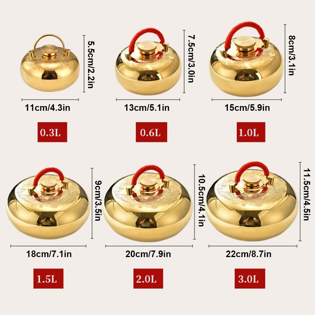 Verdickt Kupfer Wärmflasche, Handwärmer Wiederverwendbar 1L/1.5L/2.0L/3.0L, Auslaufsicher, Sicher Und Langlebig, Geschenke Für Familie Und Freunde (Color : Art Craft, Size : 13cm(5.1in))