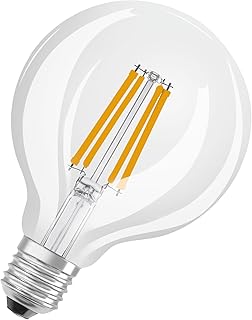OSRAM LED Superstar Classic Globe Lámpara LED G 95 en forma de bola clásica, cuerpo de cristal transparente, 3,8 W, 806 lm, casquillo E27, luz blanca fría con 4000 K, EEK A, 95 mm de diámetro. Etiqueta Energética