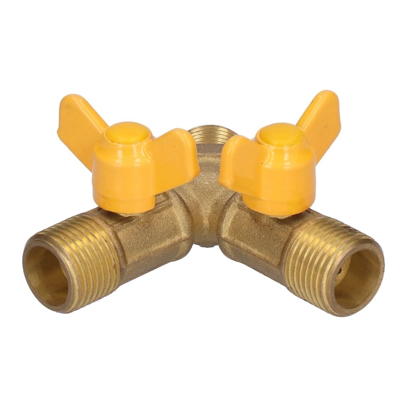 Dual Outlet Water Splitter Valve Switch Fitting Brass 3 Way Gas Valve G1/2 Male Thread Dual Control Y Shaped Fuel Kitchen