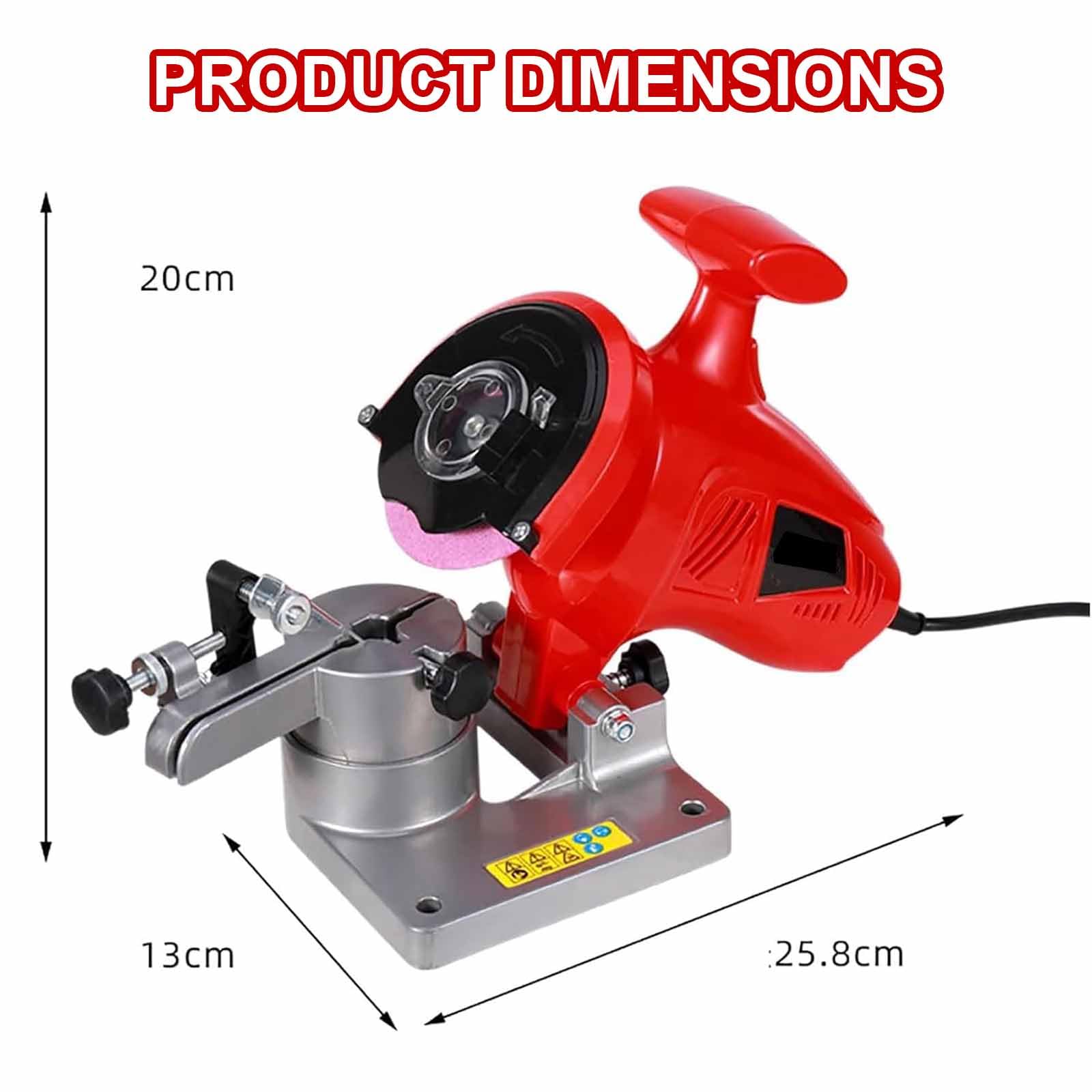 Afilador Eléctrico para Motosierras, 7500 RPM, Amoladora De Alta Velocidad con 2 Discos Afilado, Ángulo Afilado 0 a 35°, Grosor De La Muela: 3,2 Mm, para Afilar Cadenas De 12 a 20"
