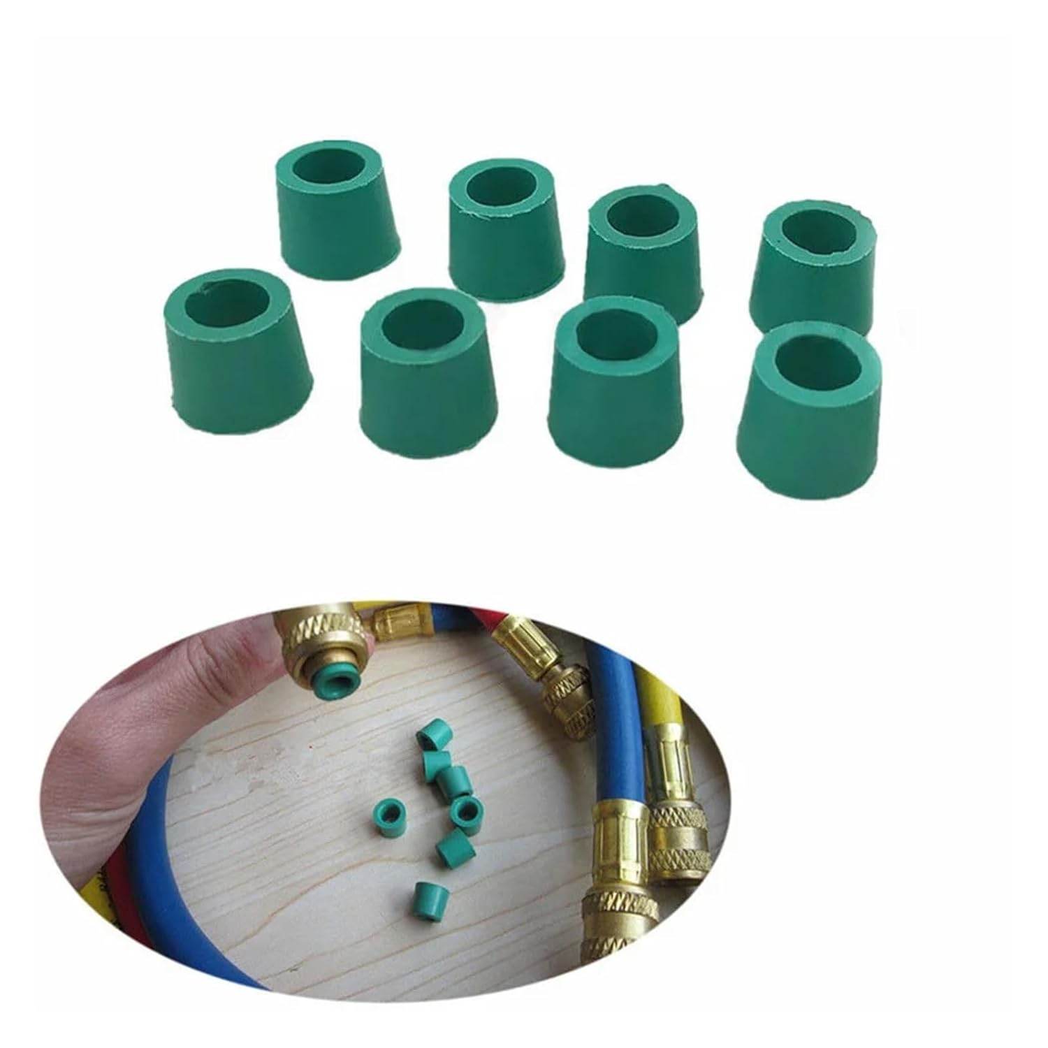 150pcs/lot Green Air Conditioning 1/4'' Charging Hose Valve Gasket Manifold Repair Seal Kit Replacement Car Accessories