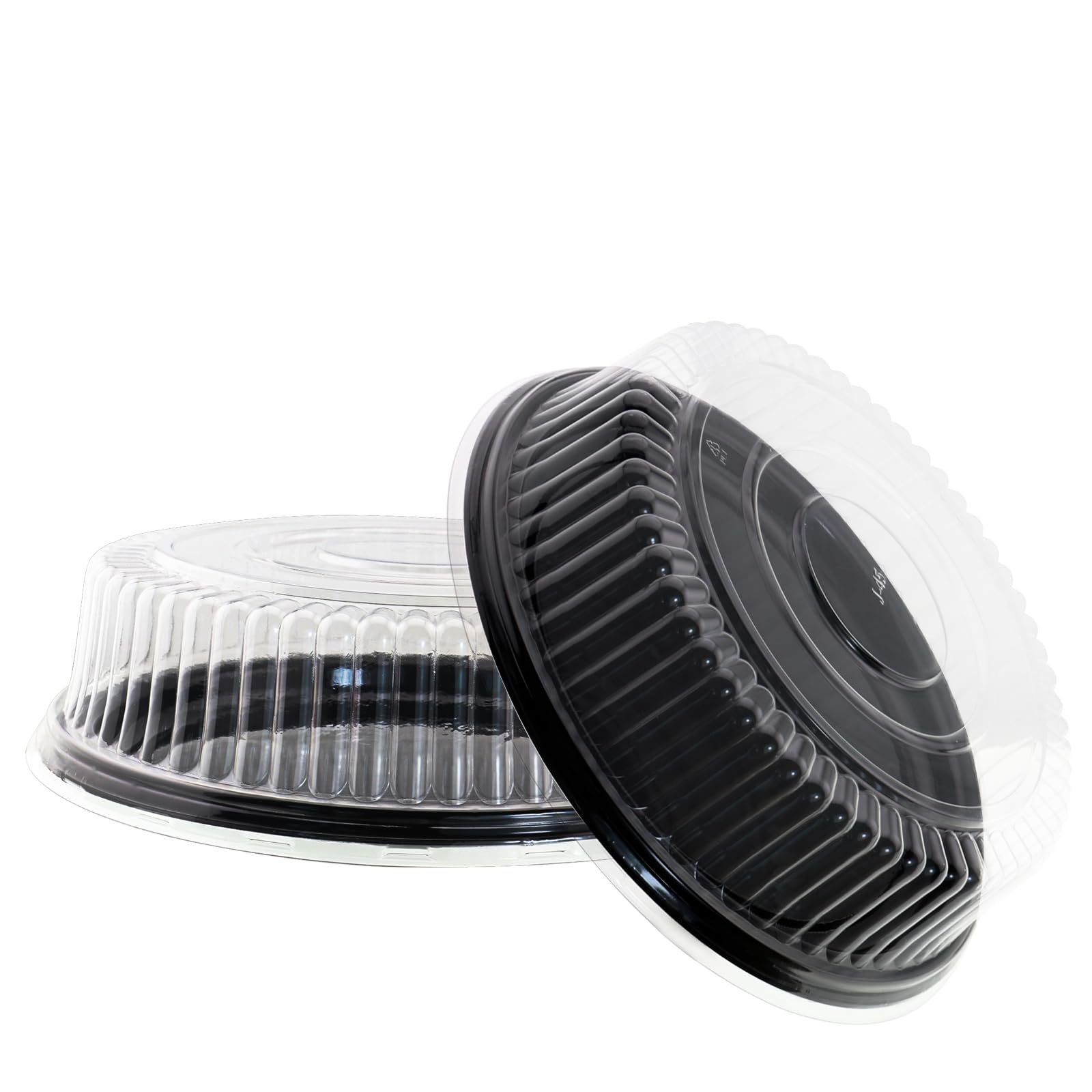 5 recipientes para pasteles de 12 pulgadas con tapa, contenedor de plástico transparente desechable para tartas y base negra, caja de almacenamiento para llevar y exhibir (5) 3