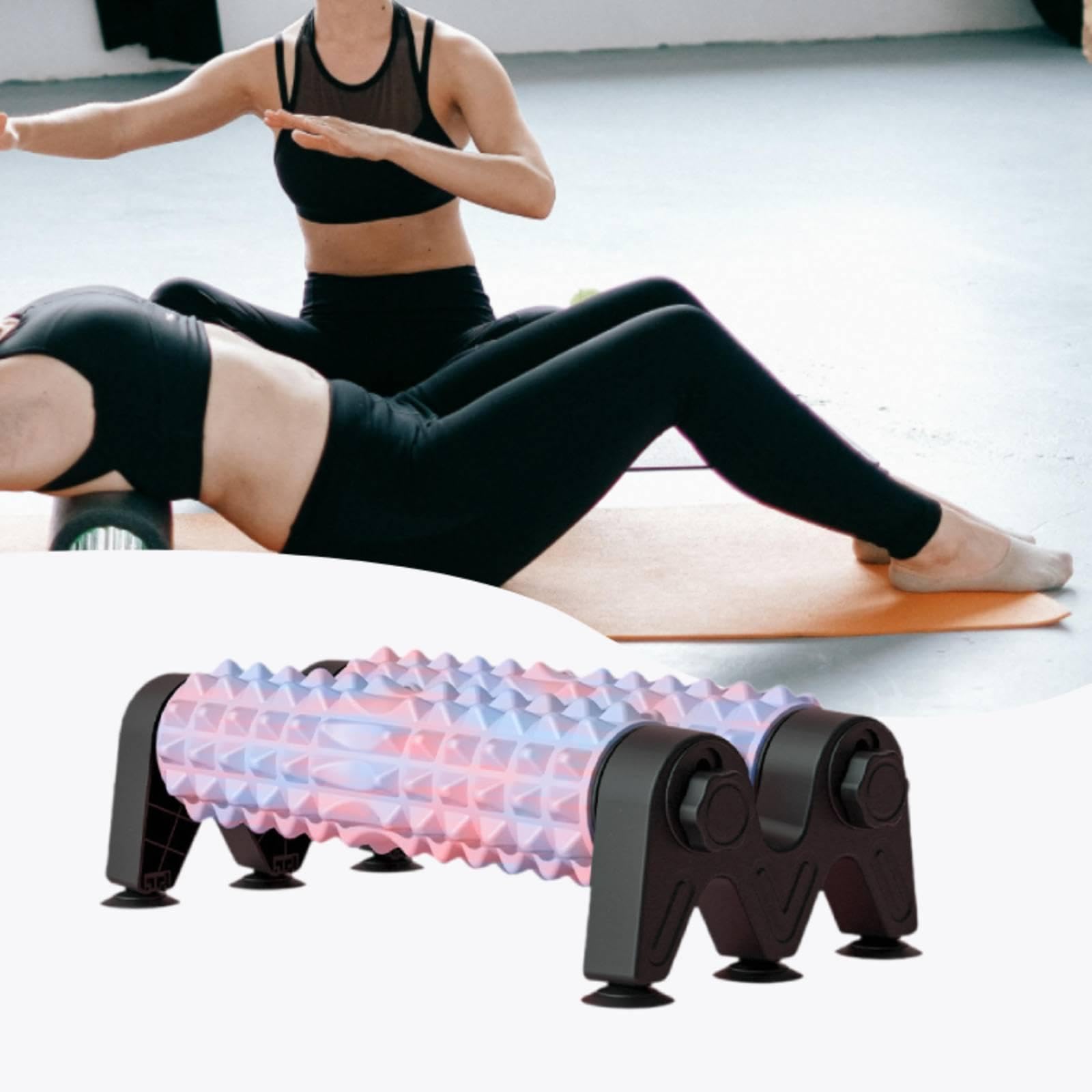 Rullo Massaggio con Noduli E Ventose Colonna Schiuma Rinforzata Rullo Massaggiatore Corpo Eva Strumento Esercizi Muscolari Intensi Adatto per STR, Rosa Blu