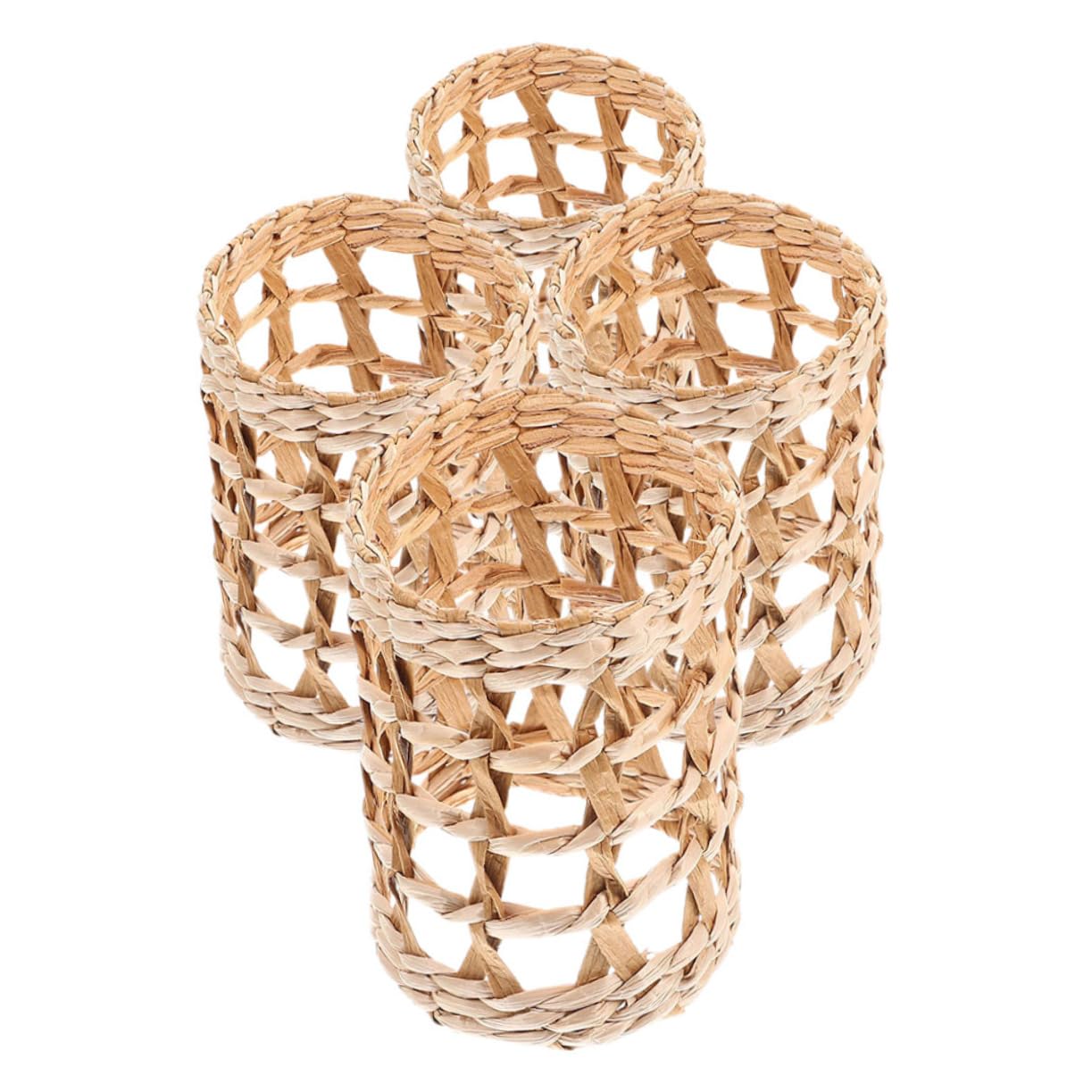 Cabilock 4pcs Hand Woven Straw Cup Sleeves Multi-function Protective Covers for Bottles and Lotion Bottles Natural Aesthetic Design for Use