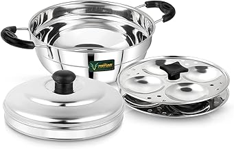 Next Future 5-Star Mini Idli Maker Steel | Mini Idli Steamer Stainless Steel | Small Idli Maker Multipurpose Steel Kadai with 8 Idli Kulis (2 Plates) (8 Idli)