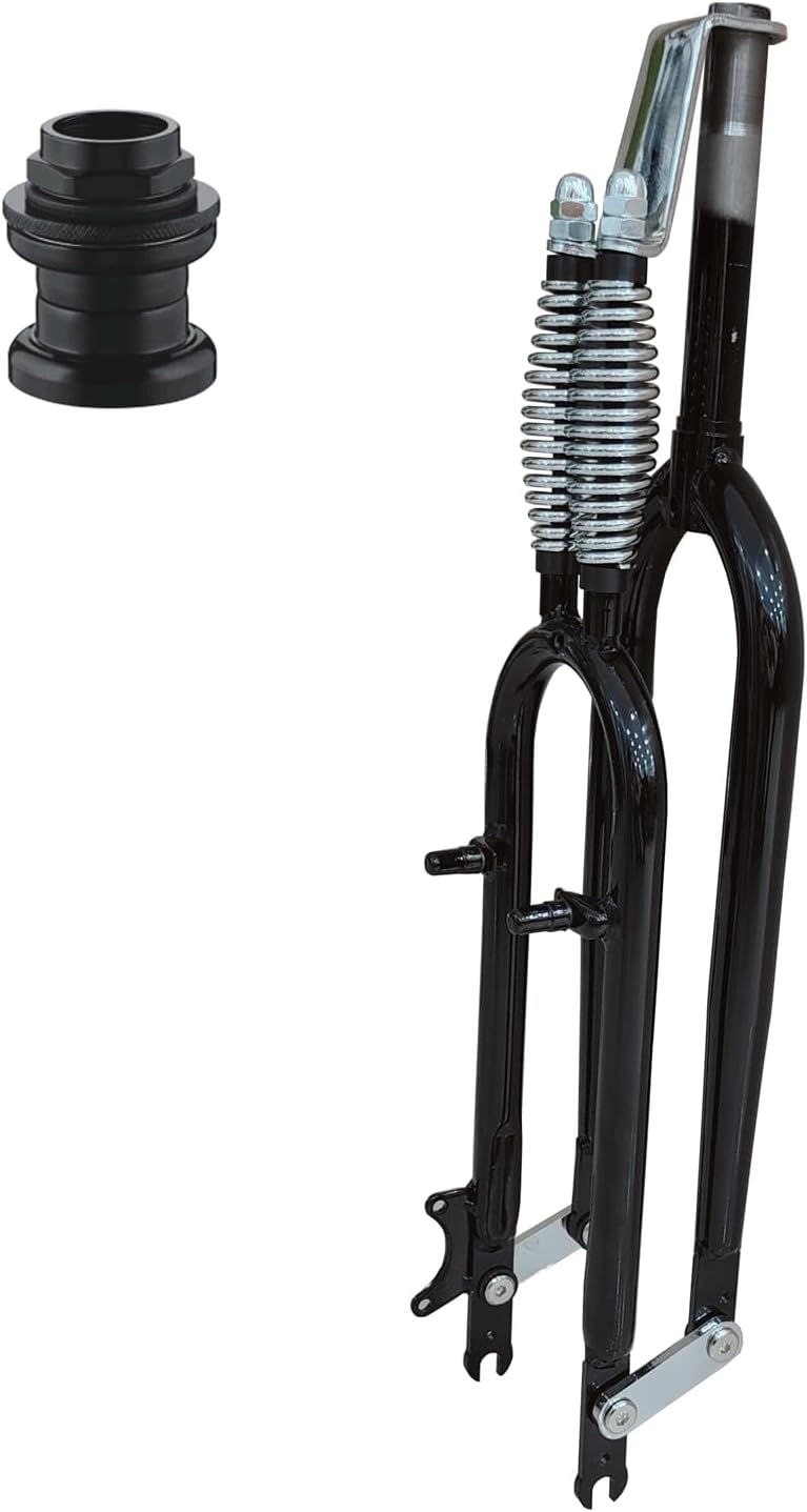 CDHPOWER 26″ Fork Double Springer Suspension Fork 1″ Threaded & Headset,Cruiser Chopper Bike Twin Spring Classical Fork (Black)