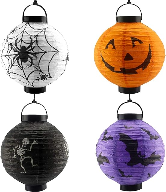 VORCOOL 4 PCS Halloween Pumpkin Lantern Halloween LED Lantern Halloween Decoration Props