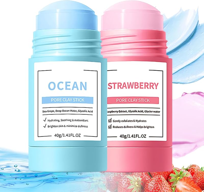 FeiCuiYun Máscara de Argila Facial, Pacote com 2, Morango + Mirtilo (A04#2Pcs Strawberry+Blueberry)