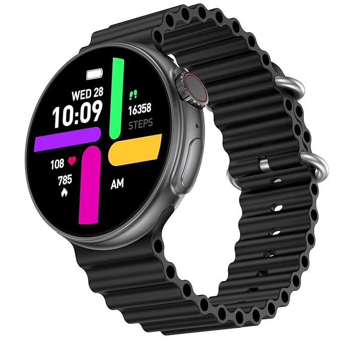 Fire-Boltt Asteroid 1.43? Super AMOLED Display Smart Watch, One Tap Bluetooth Calling, 466 * 466 px Resolution, 123 Sports Modes, in-Built Voice Assistance, 350mAh Large Battery (Black)