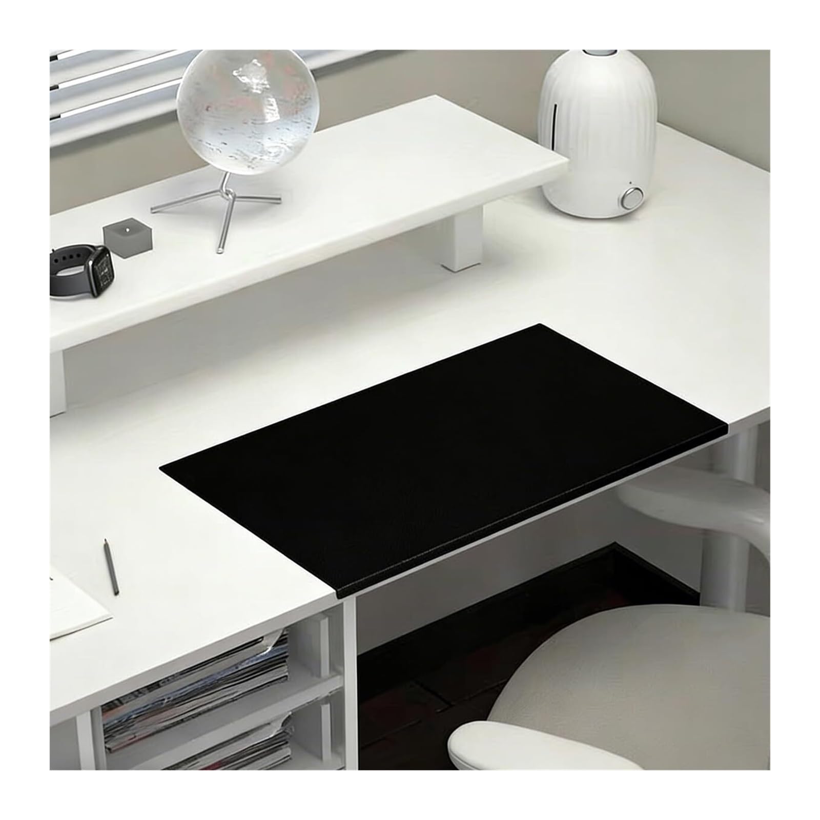 Schreibtischunterlage mit Kantenschutz – Verlängertes Tastatur- & Mauspad, wasserdicht, rutschfest für Büro, Arbeit, Schreiben & Studium(Schwarz,140x60cm)