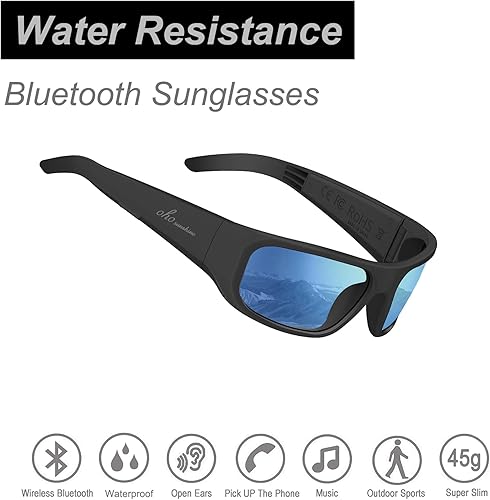 Miniatura 3 de OhO - Lentes inteligentes, lentes de sol polarizados con altavoz Bluetooth, protección UV atléticaexterior y control de voz, unisex (lente gris)