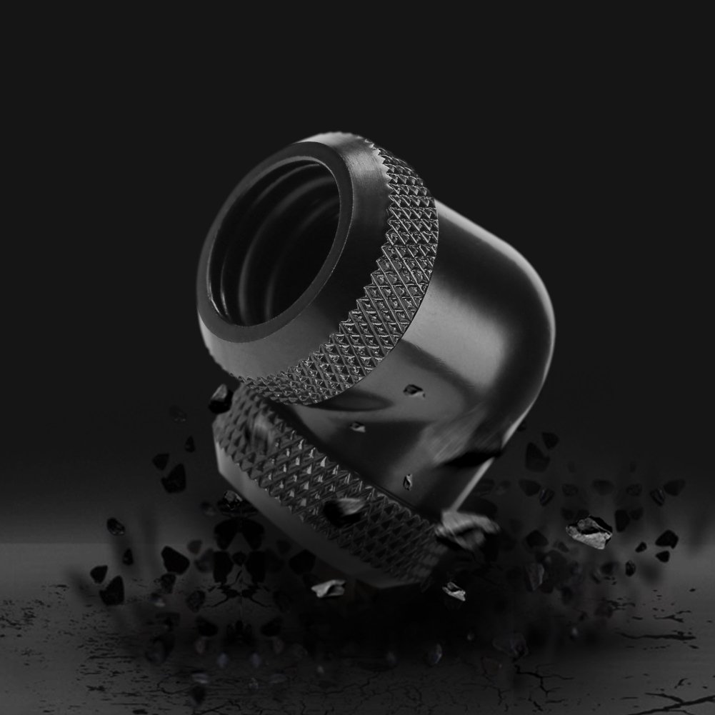 Asixx Złączki do Chłodzenia Wody 90 Stopni, 14mm OD G1 / 4 DIY łokieć 90 Stopni Podwójne rury sztywne złącze rury chłodzenia cieczą