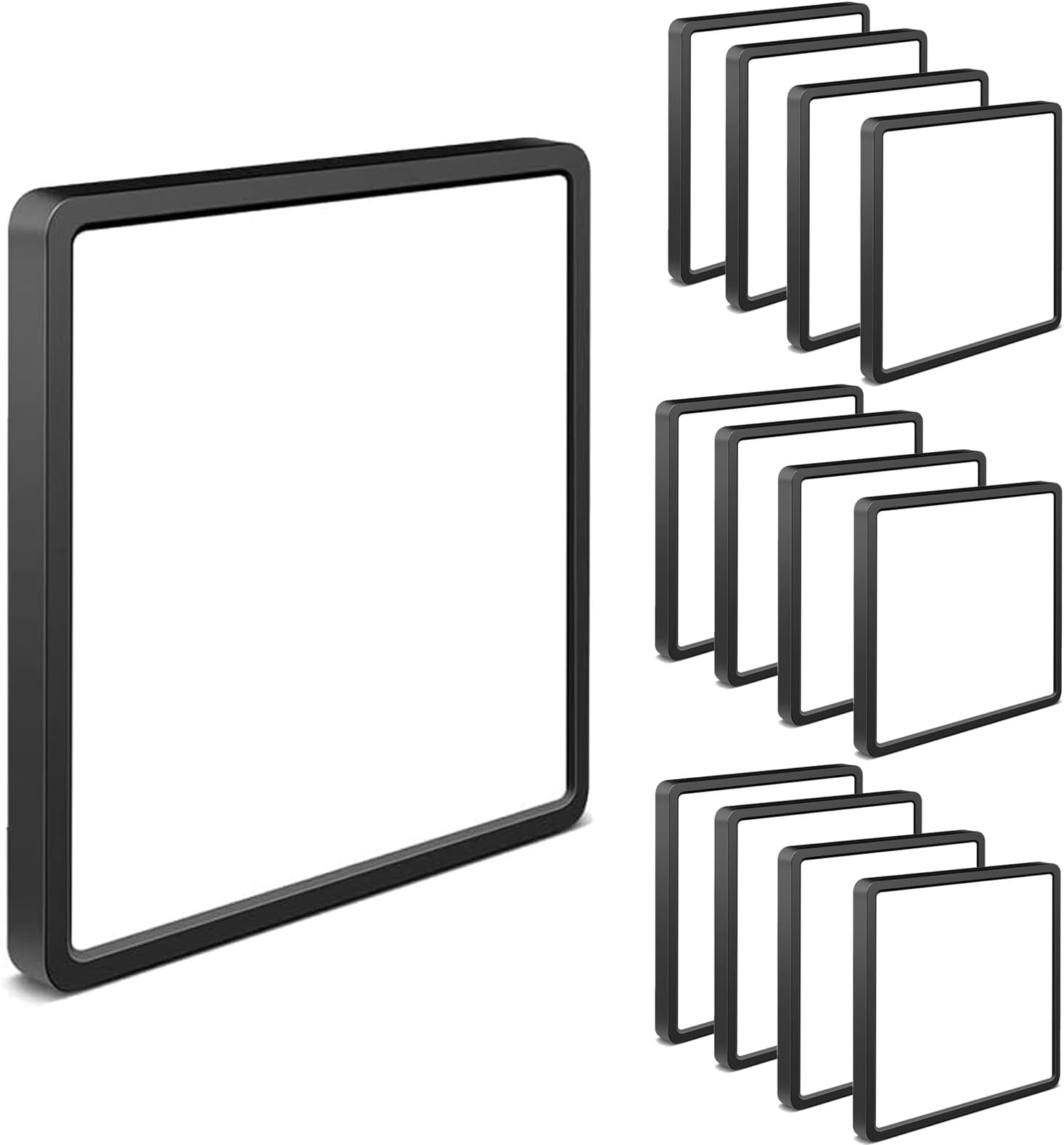 12Pack 12inch 28W LED Flush Mount Ceiling Light,Square 3200LM 6000K White Slim Flat Panel Lighting Fixture,Black Shell Modern Surface Ceiling Lights for Bedroom,Kitchen,Living Room