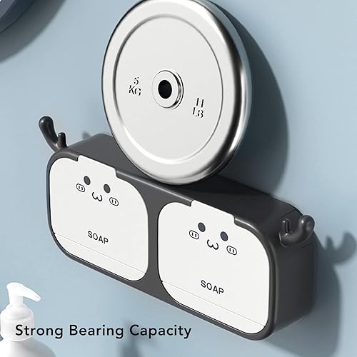 Miniatura 6 de Caja de jabón para montar en la pared, soporte para platos de jabón de pared, soporte para platos de jabones, ducha de 2 espacios, mantiene las