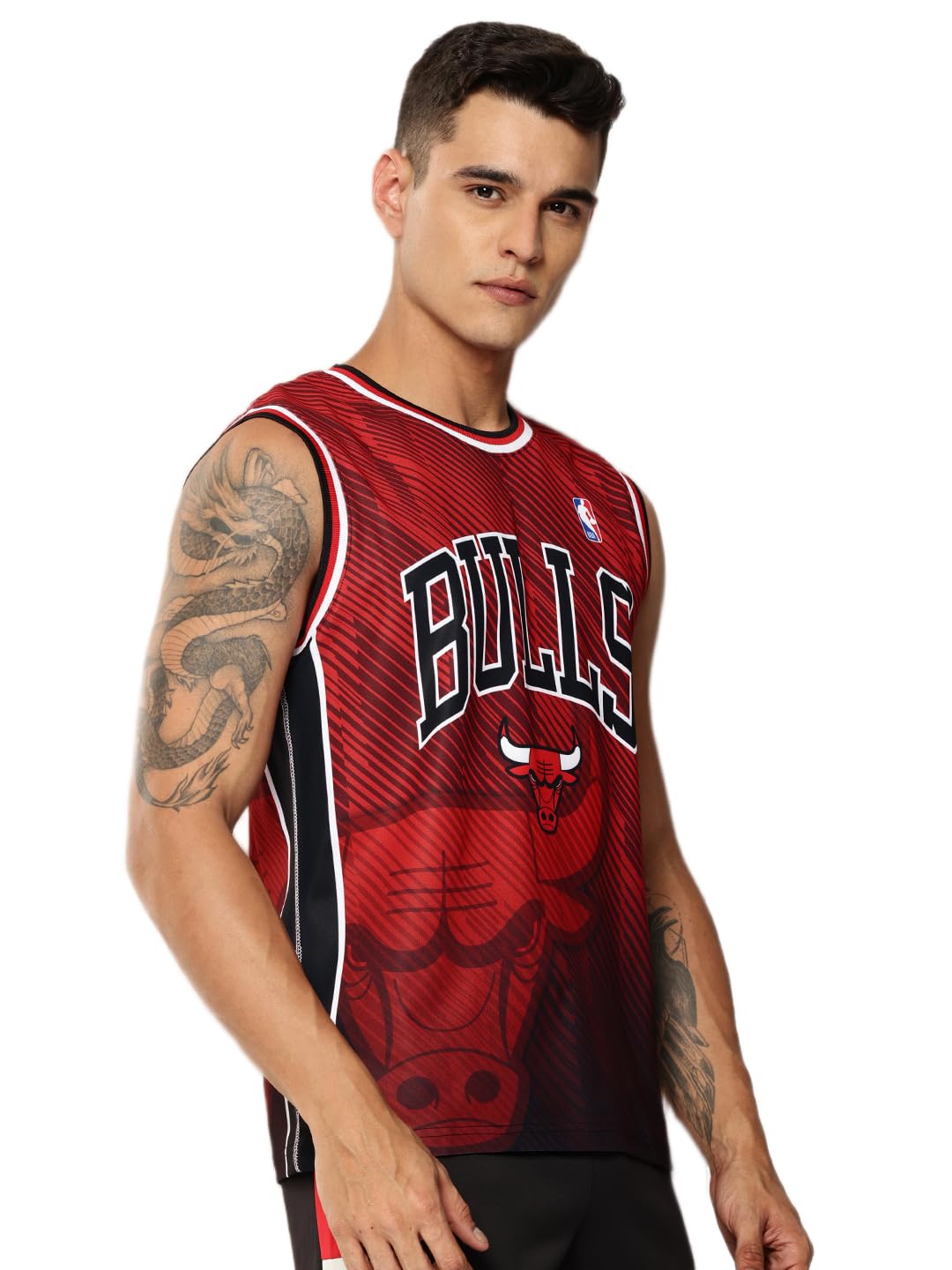 Shop The Arena NBA Chicago Bulls Sleeveless T-Shirt for Men & Women | Relaxed Fit | 100% Polyester | Red-picture-28