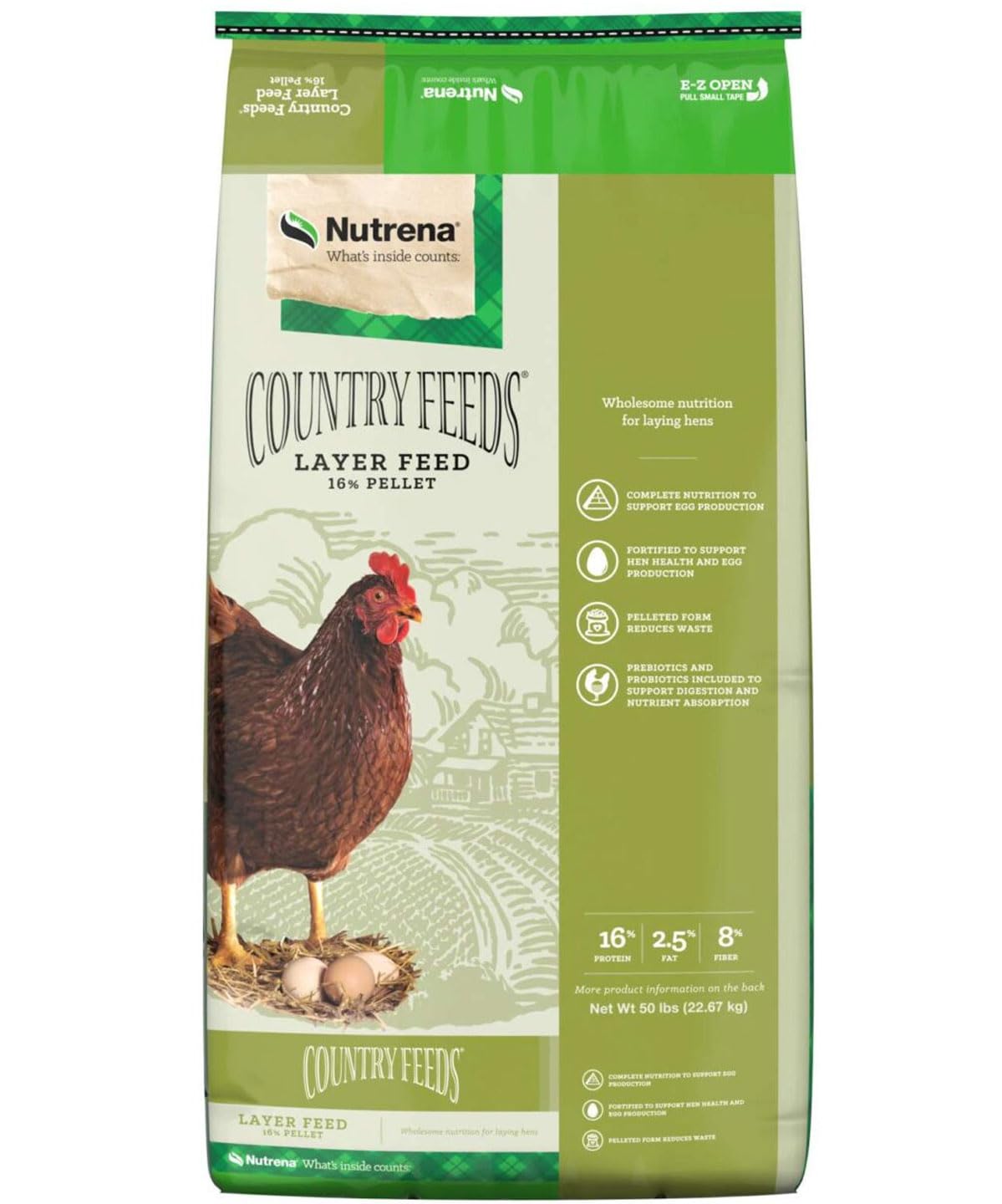Nutrena Country Feeds 16% Layer Pellets Chicken Feed 50 Pounds