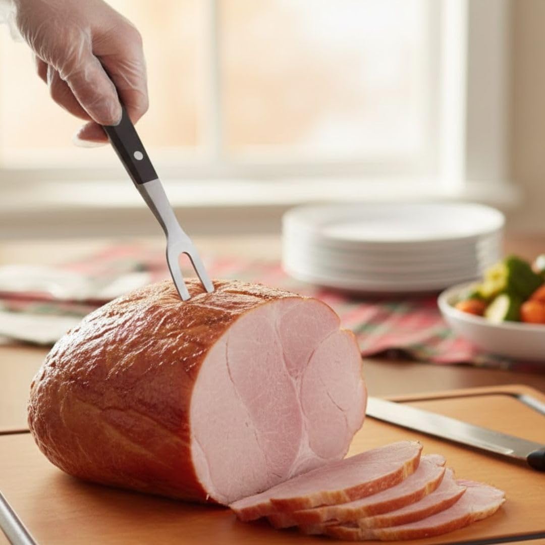 Soro Essentials- 12" German High Carbon Stainless Steel Curved Carving Fork with Black POM Handle- Fully forged Full-tang Extra Heavyweight Carving Fork BBQ Tools Forks Cooking Grill