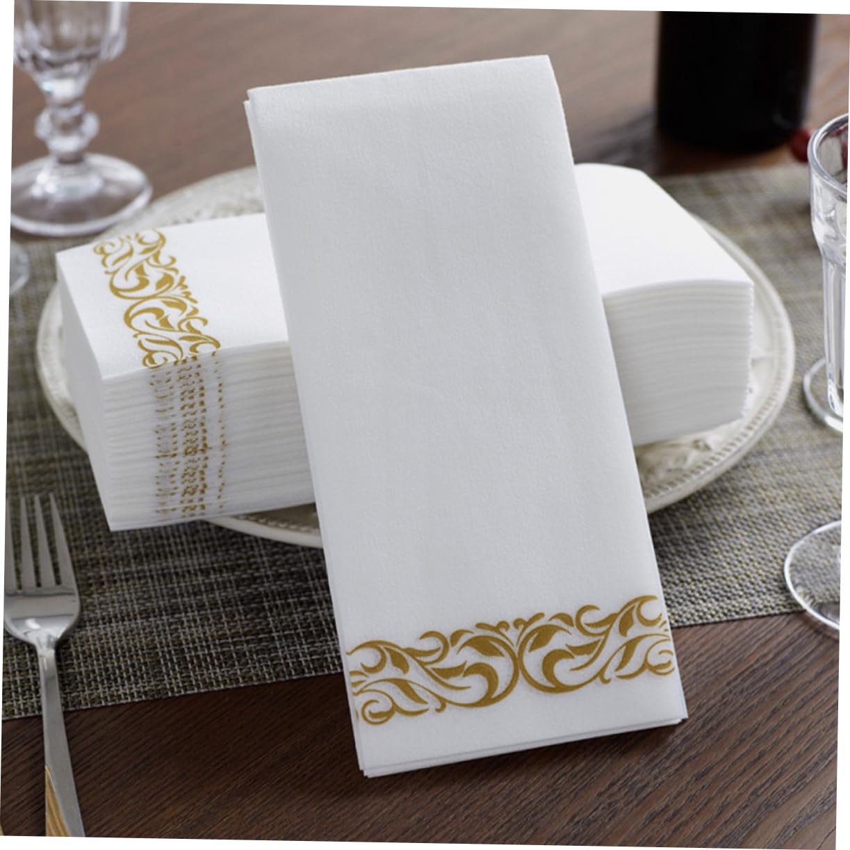 100 Piezas Servilletas de Papel y Doradas con Diseño Floral para Banquetes Fiestas de Cumpleaños y Despedidas de Soltera