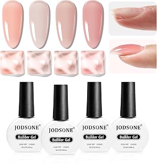 JODSONE Builder Gel for Nails,4Pcs Builder Gel Set 10ml Jelly Brown,Nail Extension & Strengthening,Fall Collection Long Lasting UV Light Cure