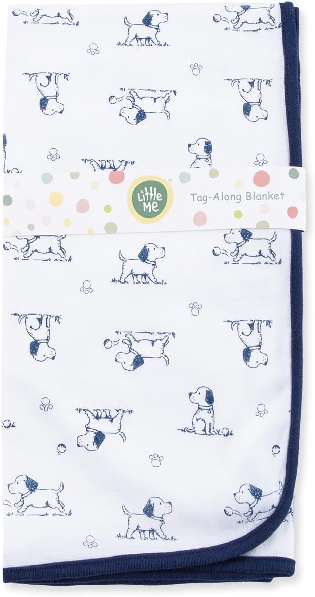 Little Me Baby Boys' Puppy Toile Swaddling Receiving Blanket