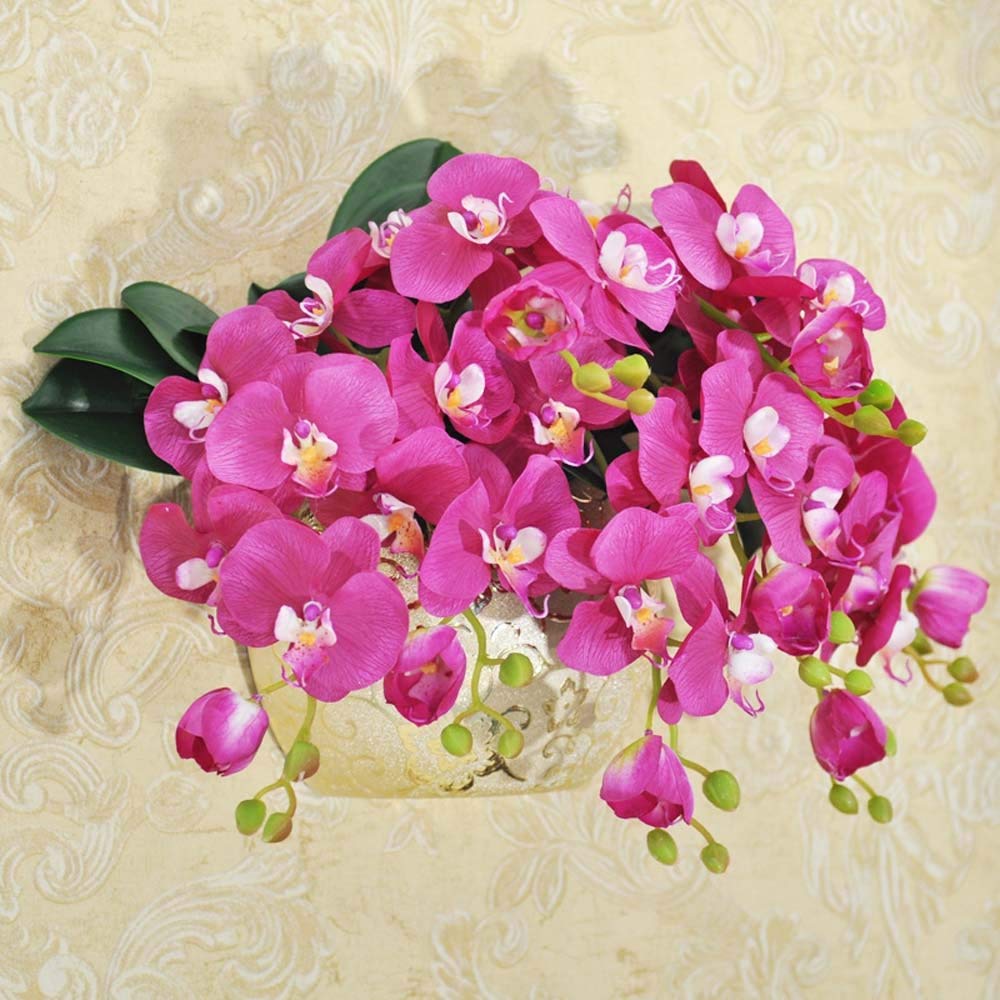 Flor Phalaenopsis artificial de pared para decoración interior retro 4