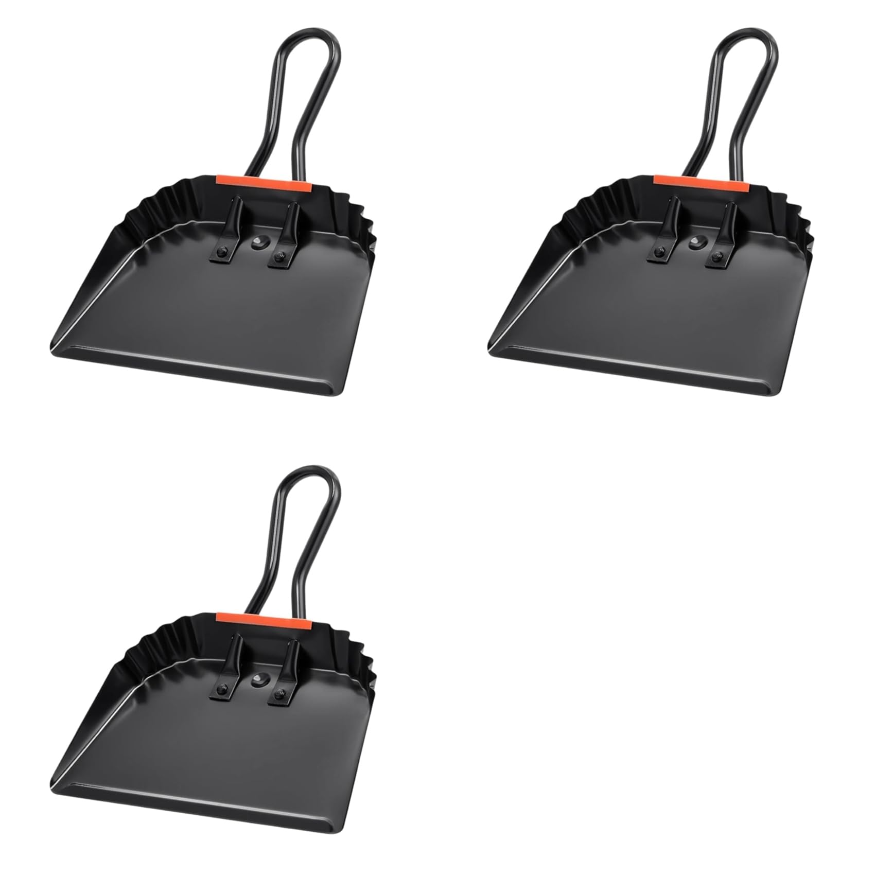 Hndhbfgrt 3X Industrial Metal Dustpan 12Inch Dust Pan with Handle Handheld Dustpan Wide Scoopers Dust and Debris Sweeping Tool