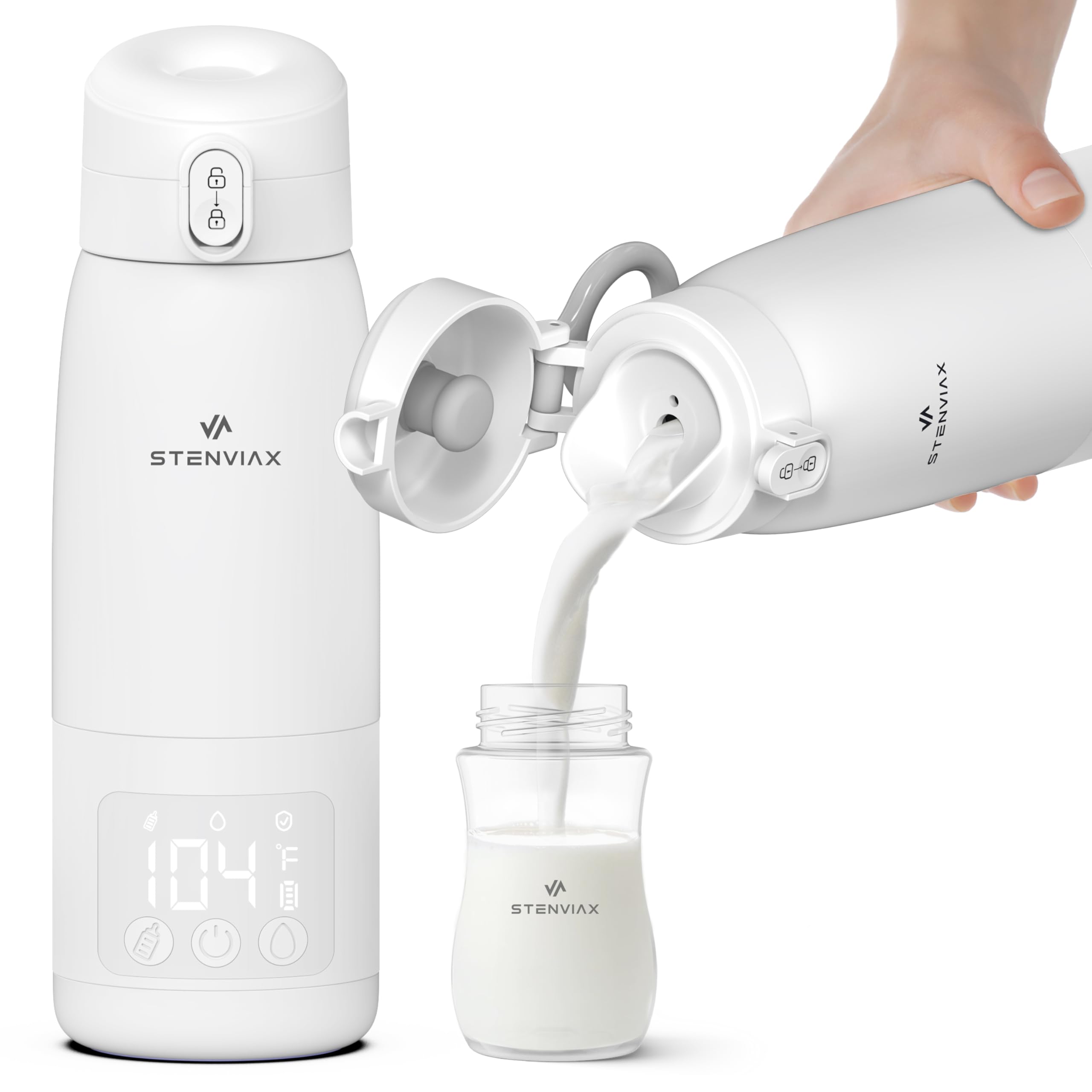 View 1 of ***BROKEN, SOLD FOR PARTS***  Portable Bottle Warmer for Travel & Night Feeding, Baby Milk Warmer with Built-in Sterilizer, 70 Sec Breast Milk Warming, 2 Min Formula Water Heating, 14,000mAh Battery, 15+ Feeds, 17 oz Capacity