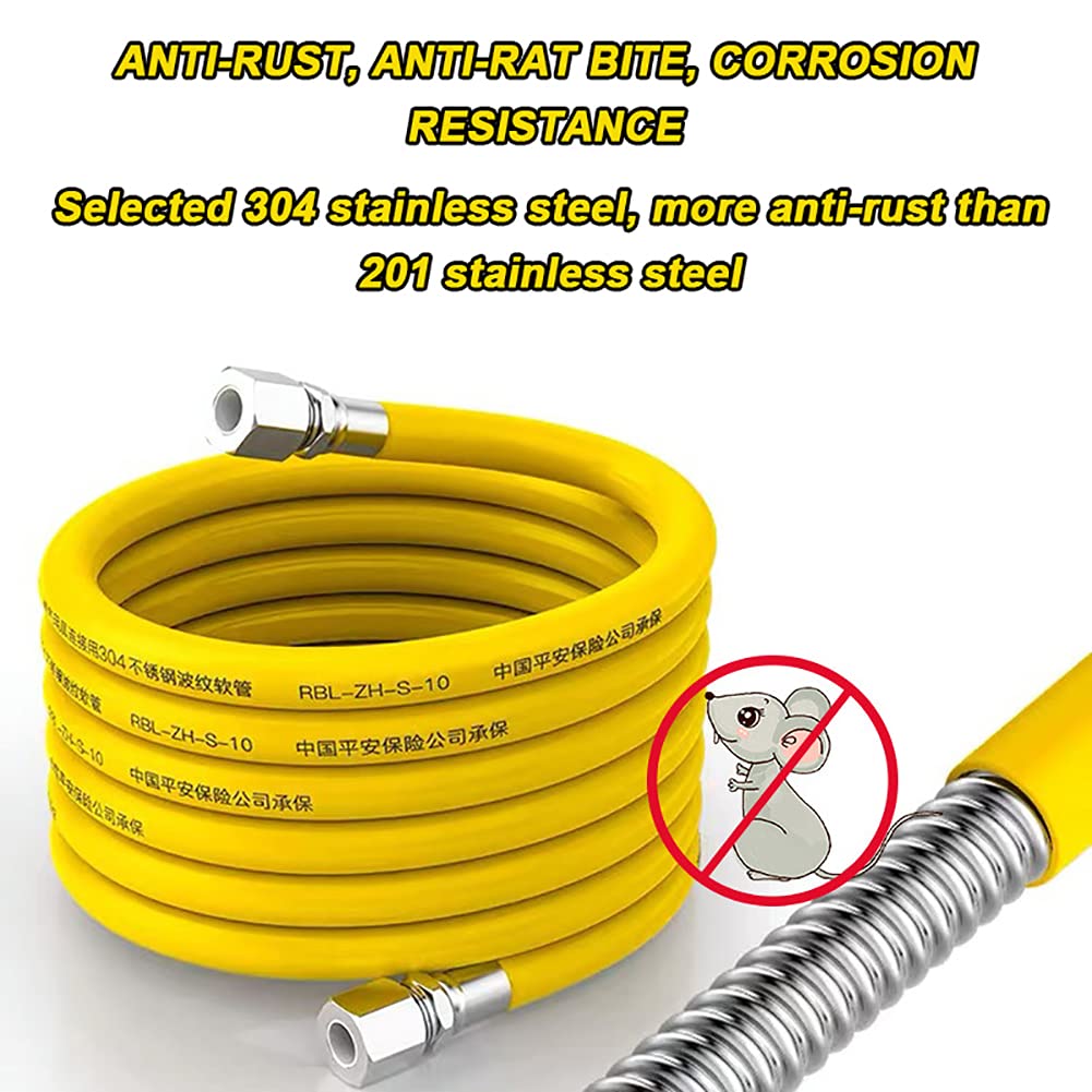 RSGK Tubo del Gas Naturale, Tubo del Gas Corrugato in Acciaio Inossidabile, 4 Rubinetti in Acciaio Inossidabile 304