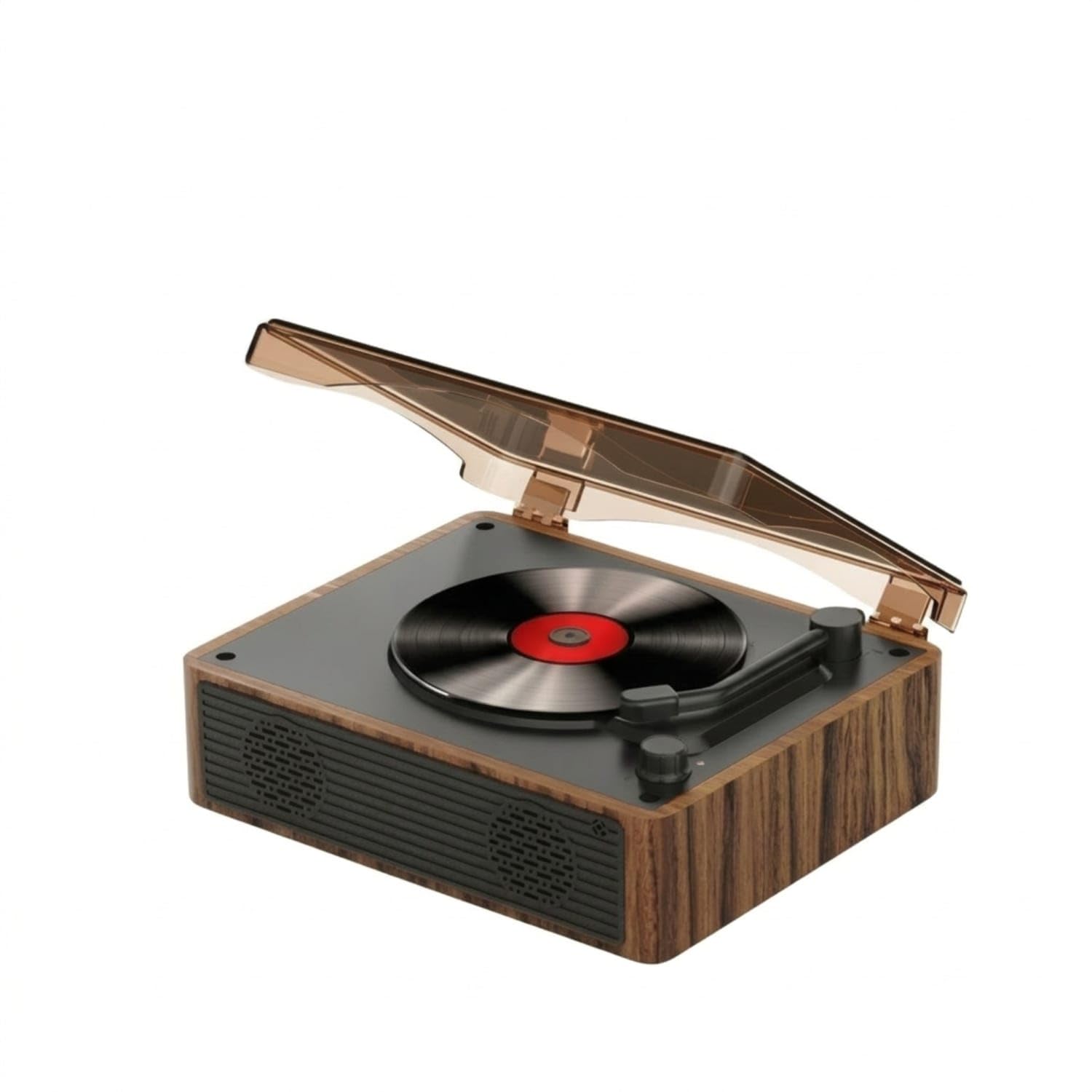 Wood-Grain CD Player with Speakers Retro CD Player with Compact Small for Audiophiles, Home, Bedroom, Office, Walnut English|Personal CD Players|Consumer Electronics-image-40