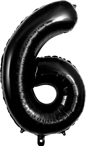 Globos negros del número 6 de 40 pulgadas, globos de aluminio grandes, globo gigante de números para mujeres y hombres, cumpleaños, aniversario,