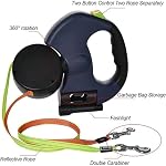 Dual Retractable Dog Leash for Small Dogs-Dog Walking Belt for Running Hiking Training with 360 Tangle-Free,Double Dog Leash with Reflective Nylon Ribbon for Pomeranian, Teddy (Black)