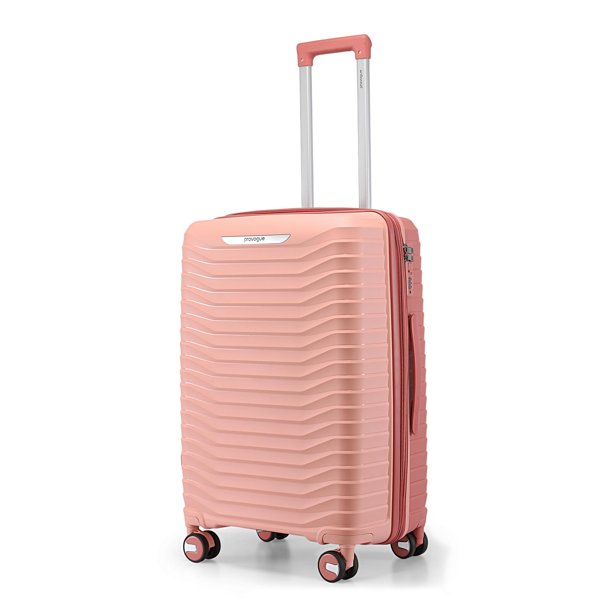 Coral Hard-Sided PP 75 Cm Check-in Large Size Luggage Suitcase | Expandeble Space with 8 Wheels Trolley Bags for Travel | Combination Lock | 5 Year Warranty (Tea Rose/Redwood)-image-49