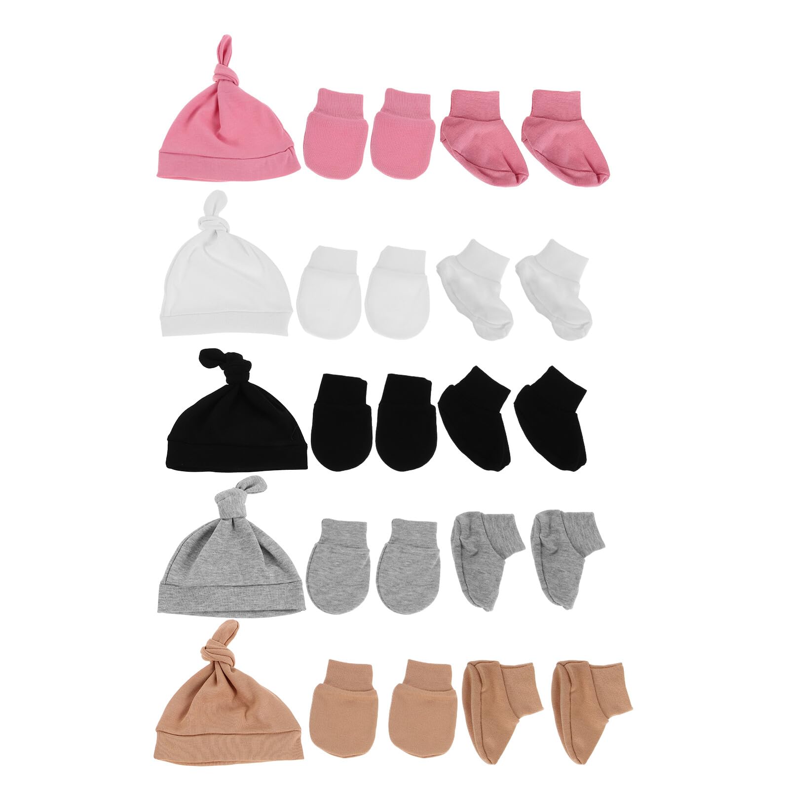 iplusmile 5sets Cappellini Ragazzo Ragazza Ragazza Mesi Cotone Set Guanti e Cappelli per Ragazzo Morbidi Cappellini da Mesi