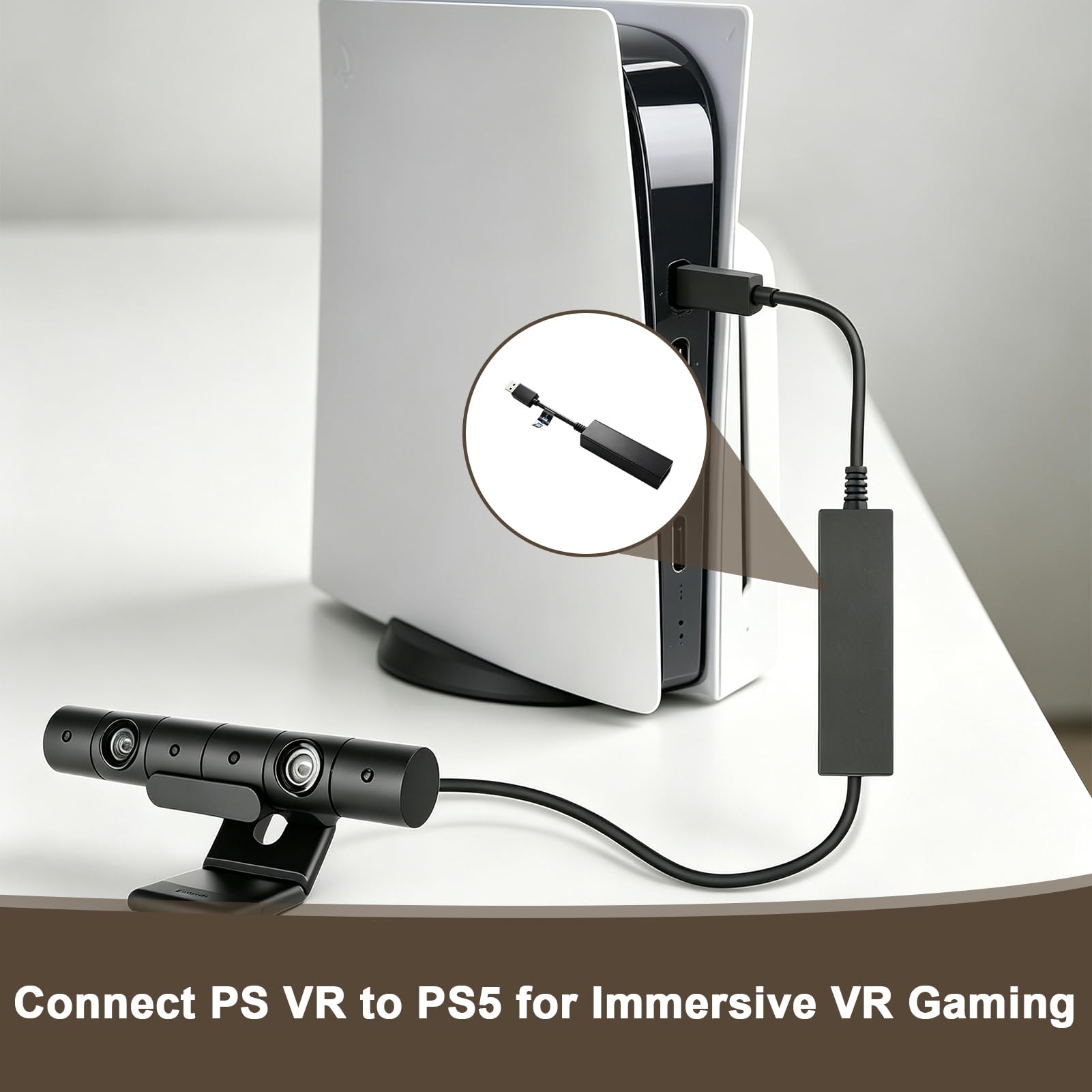PS5-Kamera-Adapter, PSVR PS5-Adapter, Konverterkabel für V1 und V2-Kamera, kompatibel mit Konsole PS5 VR-Kopfhörer, stabile Audio-Video-Übertragung, Plug & Play, Zubehör für Gaming, Virtuelle Realität