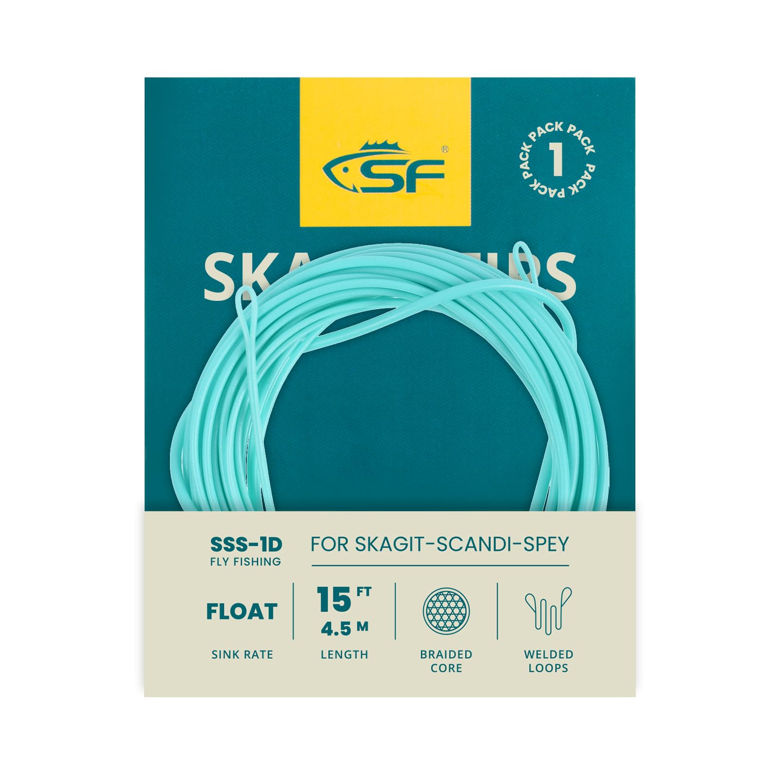 SF Skagit Tips Scandi with 2 Welded Loops 10/12/15FT Fly Fishing Spey Line Tip Multi-Color for Salmon Steelhead (90/110/125GR)