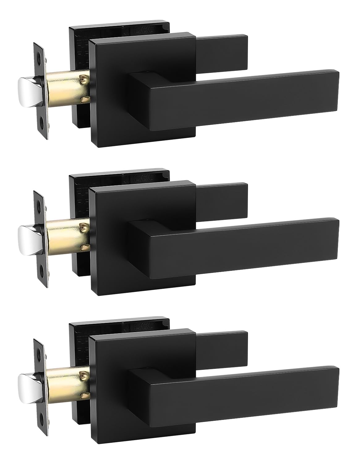 Tinewa Black Interior Passage Door Handles 3 Pack for Closet, No Lock