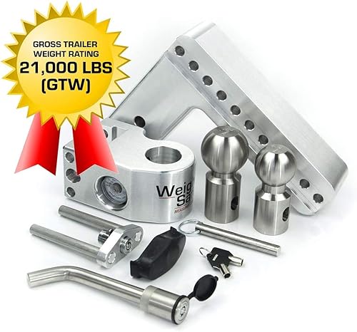 Miniatura 7 de Weigh Safe Soporte de bola de enganche ajustable para remolque, enganche de caída de 10 pulgadas para receptor de 3 pulgadas con 2 piezas de bloqueo