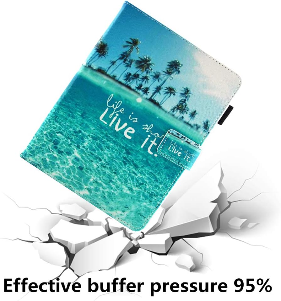 JZCreater Case for iPad 9.7 2018 2017 / iPad Air 2 / iPad Air Case - Flip Stand PU Leather Wallet Case, Auto Sleep/Wake Function Smart Cover, Sea Island