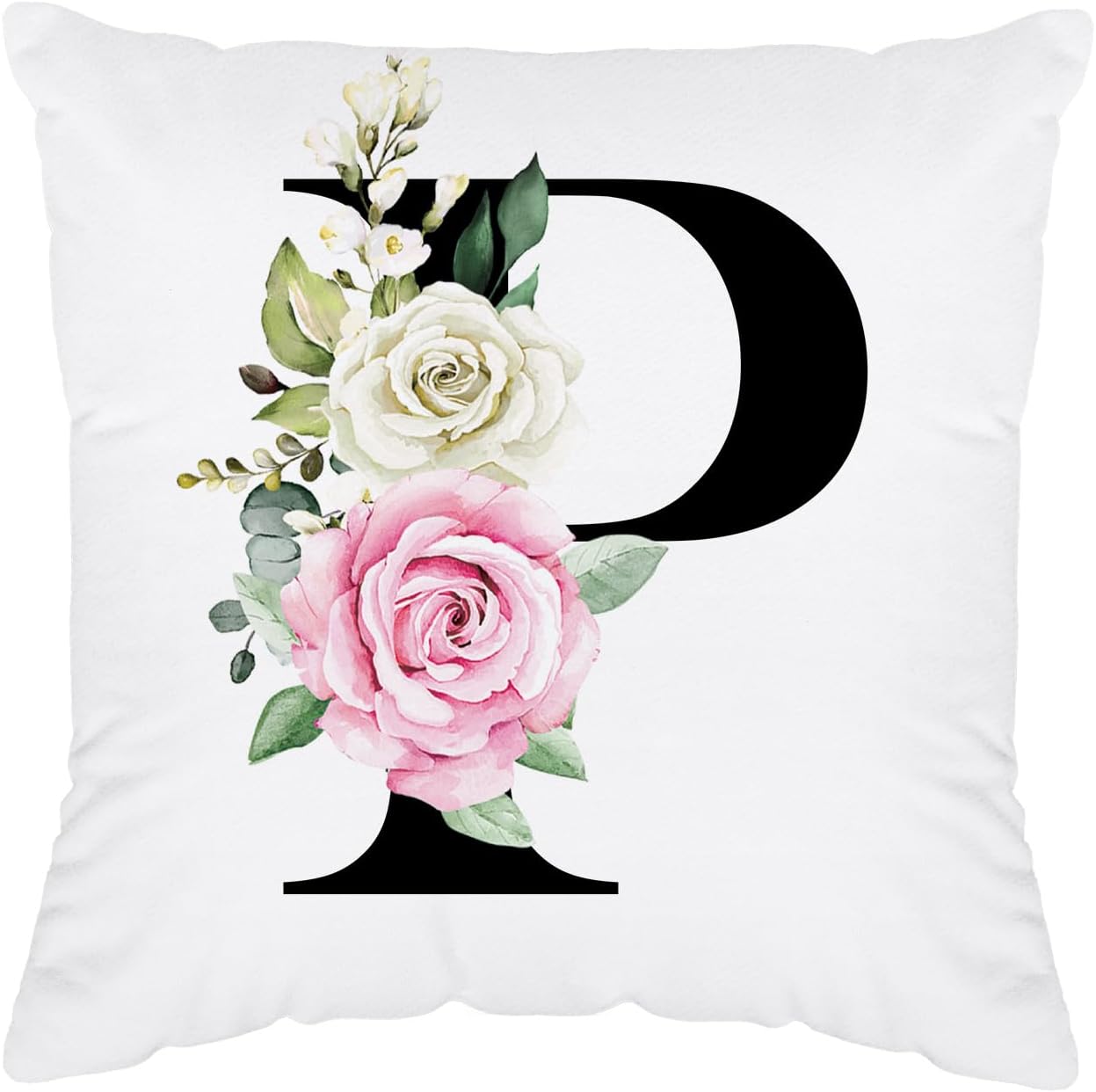 Initial Pillow Covers 18x18 - Monogram Pillow Cover, Monogram Pillow Case P, Letter P Throw Pillow Cover, Personalized Pillows Gifts for Women, P Initial Gifts for Women/Men/Girls/Grammy/Mom