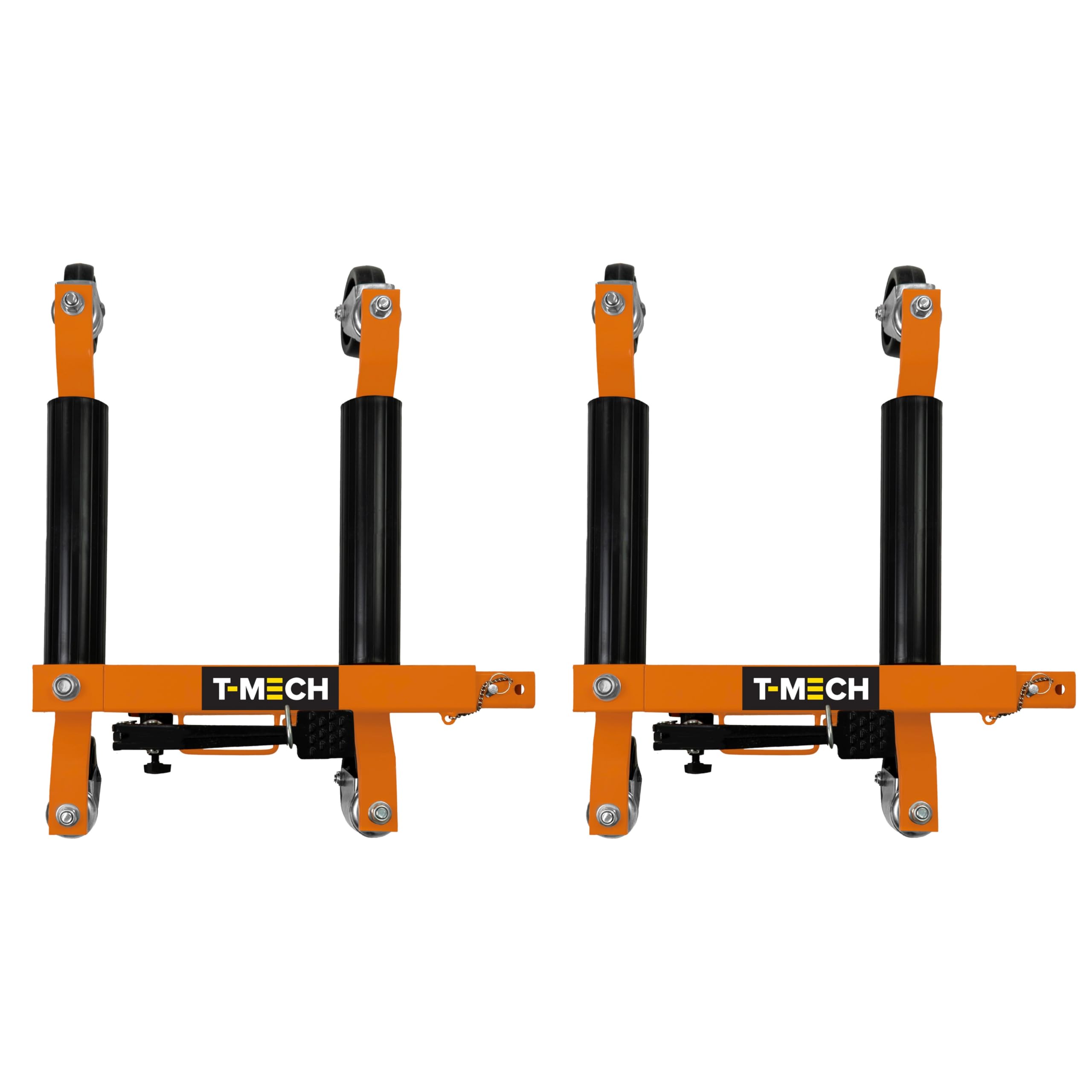 Set de 4 Patines de Posicionamiento Vehículos y Equipos | Elevación h/ 30.5cm | Soporta Neumáticos de h/ 10" | Capac. de 680 kg c/u | Permite giro 360° | Ideal Reparación de Autos Movimiento de Equipo