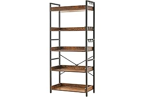 HCHQHS 5-Tier Rustic Farmhouse Bookcase
